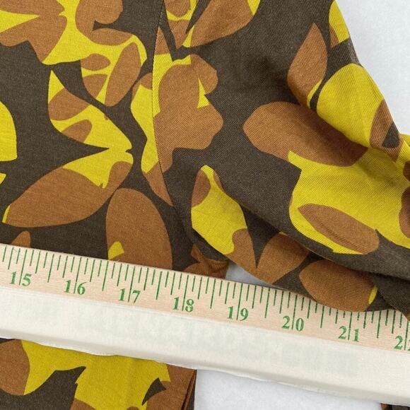 LOGO by Lori Goldstein Tunic Blouse Womens Size S Yellow Brown Ruffle Hem - Picture 9 of 11